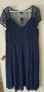 Chiffon Navy Midi Dress
